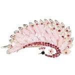 Schöne Haarspange Pfau aus Metall Strass & Acryl Haarklammer rosa 5270